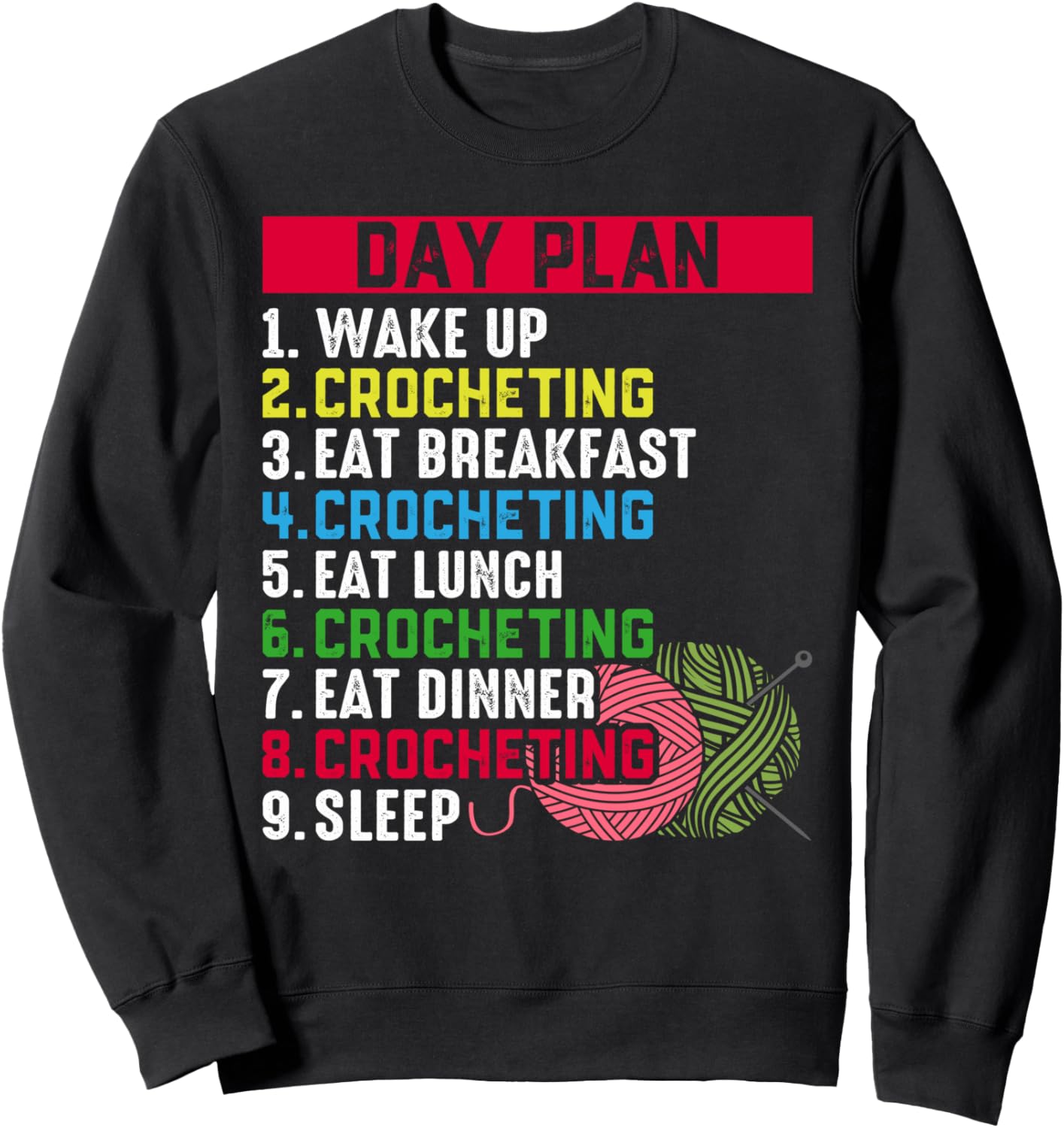 Вязание крючком - Мой идеальный день - Толстовка с планом дня, связанным крючком Funny Crochet Lover, черный
Вязание крючком - Мой идеальный день - Толстовка с планом дня, связанным крючком Funny Crochet Lover, черный