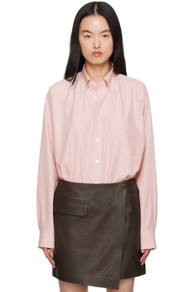 Розовая шелковая рубашка с широкими пуговицами AURALEE
Розовая шелковая рубашка с широкими пуговицами AURALEE