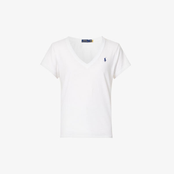 Футболка из хлопкового джерси с вышитым логотипом и V-образным вырезом Polo Ralph Lauren, белый
Футболка из хлопкового джерси с вышитым логотипом и V-образным вырезом Polo Ralph Lauren, белый