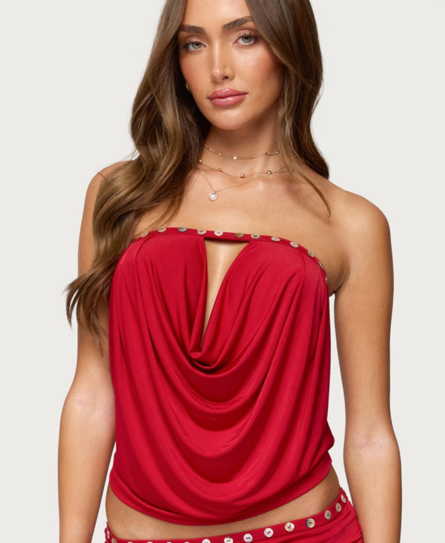 Женский переливающийся топ Giana без бретелей с воротником-хомутом Edikted, Bordu
Женский переливающийся топ Giana без бретелей с воротником-хомутом Edikted, Bordu