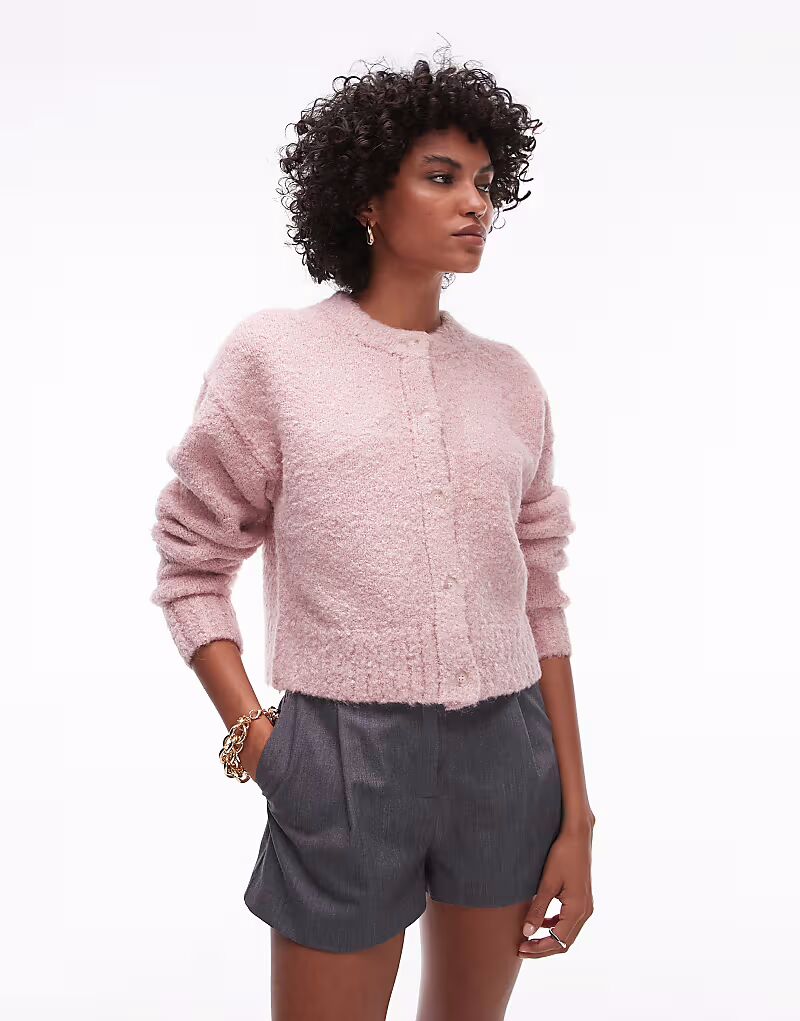 Вязаный кардиган букле в розовом цвете Topshop
Вязаный кардиган букле в розовом цвете Topshop