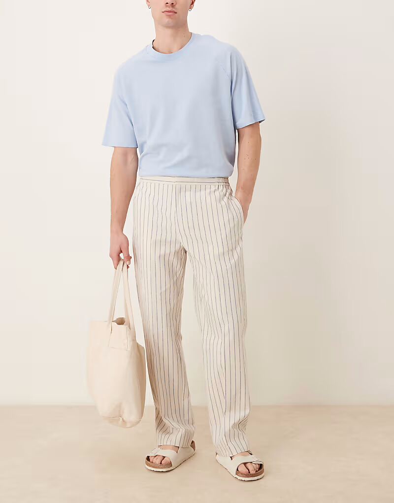 Строгие брюки прямого кроя из хлопковой смеси в белую тонкую полоску Asos Design
Строгие брюки прямого кроя из хлопковой смеси в белую тонкую полоску Asos Design