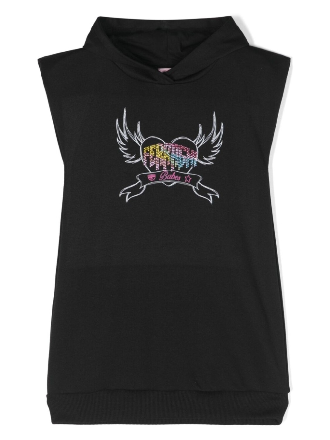 Chiara Ferragni Kids платье с капюшоном и логотипом, черный 
Chiara Ferragni Kids платье с капюшоном и логотипом, черный