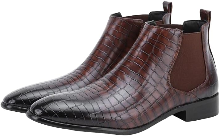 Мужские ботинки челси Santimon с тиснением под крокодиловую кожу, кожаные ботинки без шнурков, деловые, повседневные, для офиса, свадьбы и вечерних мероприятий, коричневый
Мужские ботинки челси Santimon с тиснением под крокодиловую кожу, кожаные ботинки без шнурков, деловые, повседневные, для офиса, свадьбы и вечерних мероприятий, коричневый