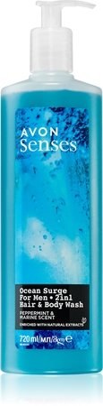 Шампунь и гель для душа 2в1 Avon Senses Ocean Surge, 720 ml 
Шампунь и гель для душа 2в1 Avon Senses Ocean Surge, 720 ml