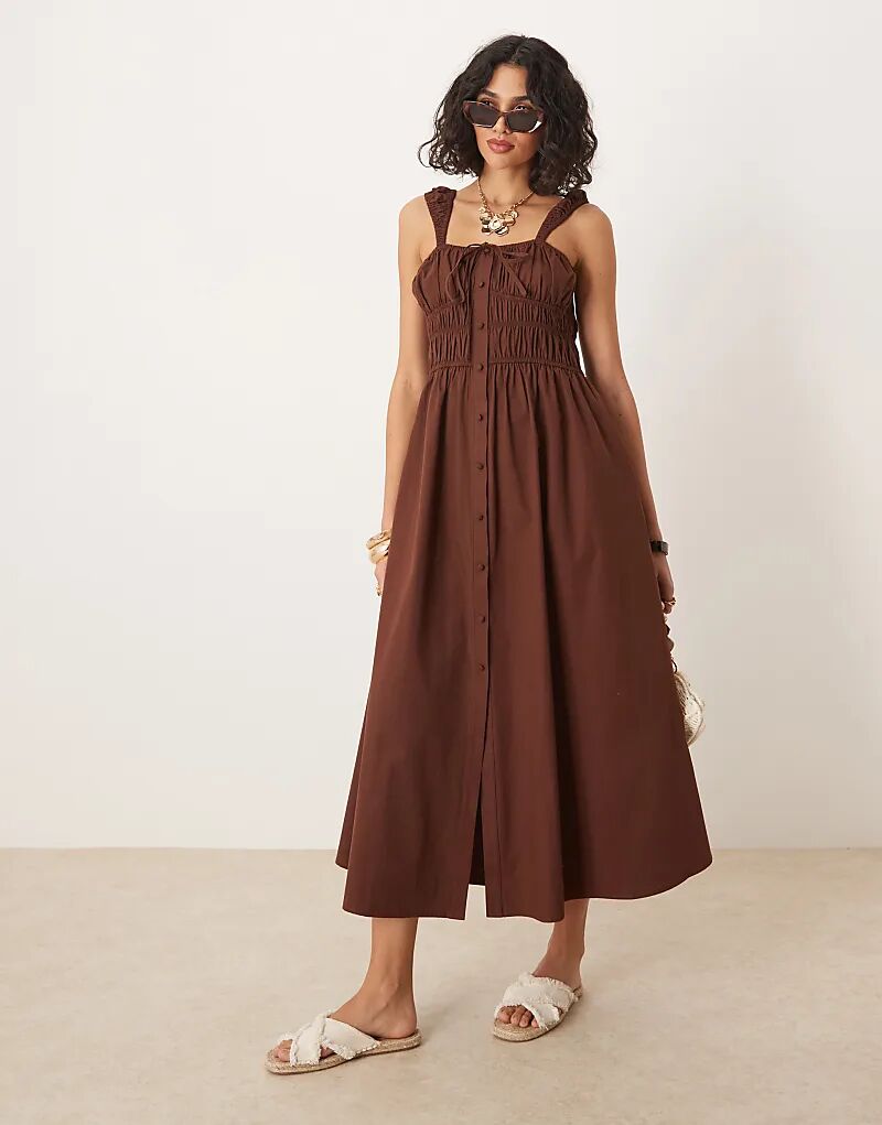 Сарафан миди ASOS DESIGN с завязкой спереди и застежкой на пуговицы шоколадного цвета
Сарафан миди ASOS DESIGN с завязкой спереди и застежкой на пуговицы шоколадного цвета