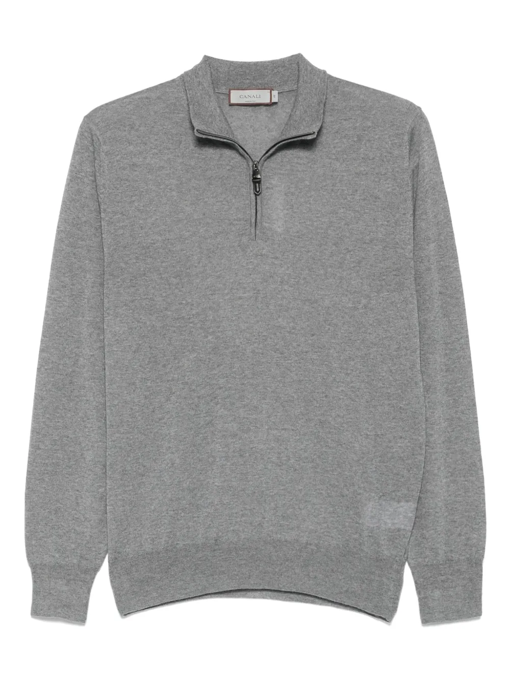 Шерстяной свитер с воротником на молнии Canali, серый 
Шерстяной свитер с воротником на молнии Canali, серый