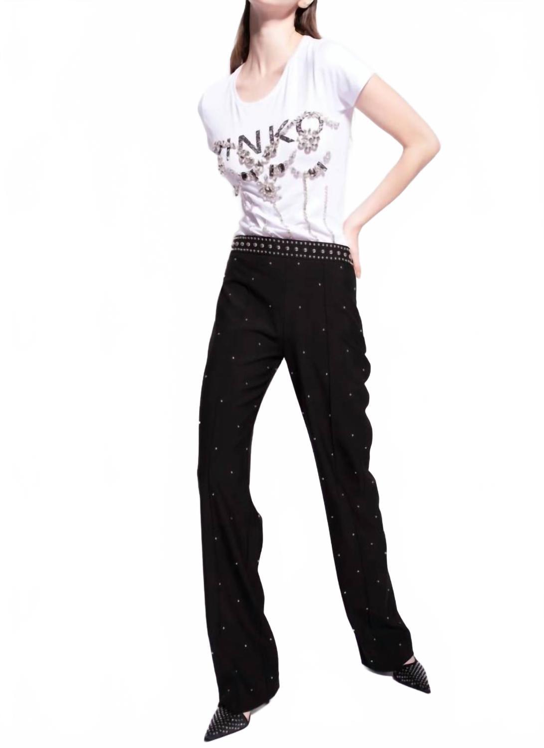 Брюки Pepita с шипами на поясе в черном цвете PINKO
Брюки Pepita с шипами на поясе в черном цвете PINKO