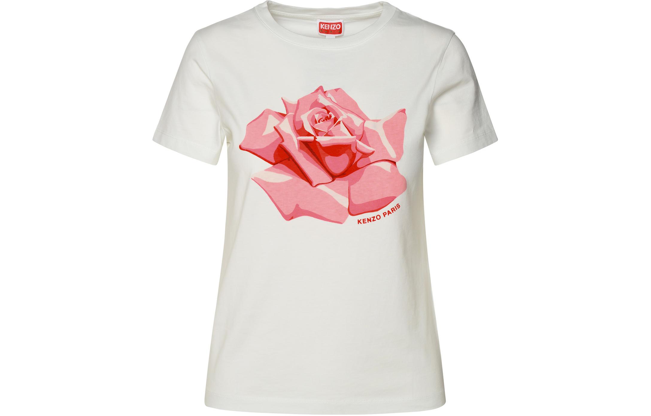 Футболка с принтом розы KENZO, бело-розовая
Футболка с принтом розы KENZO, бело-розовая