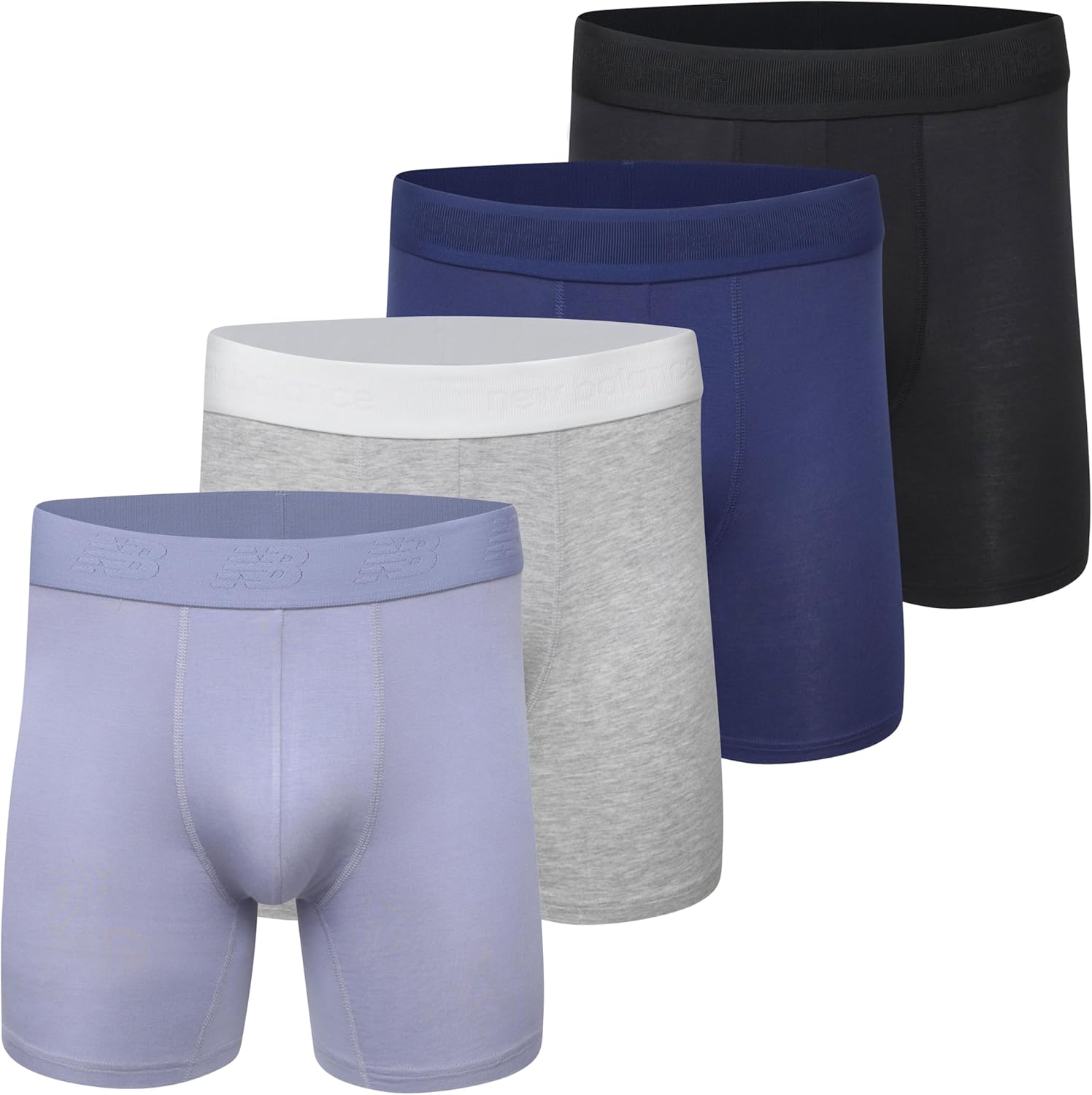 Мужские ультрагладкие боксеры New Balance из микрофибры, легкие, дышащие, спортивные (4 пары), Indigo/Dusk Shower/Heather Grey/Black
Мужские ультрагладкие боксеры New Balance из микрофибры, легкие, дышащие, спортивные (4 пары), Indigo/Dusk Shower/Heather Grey/Black