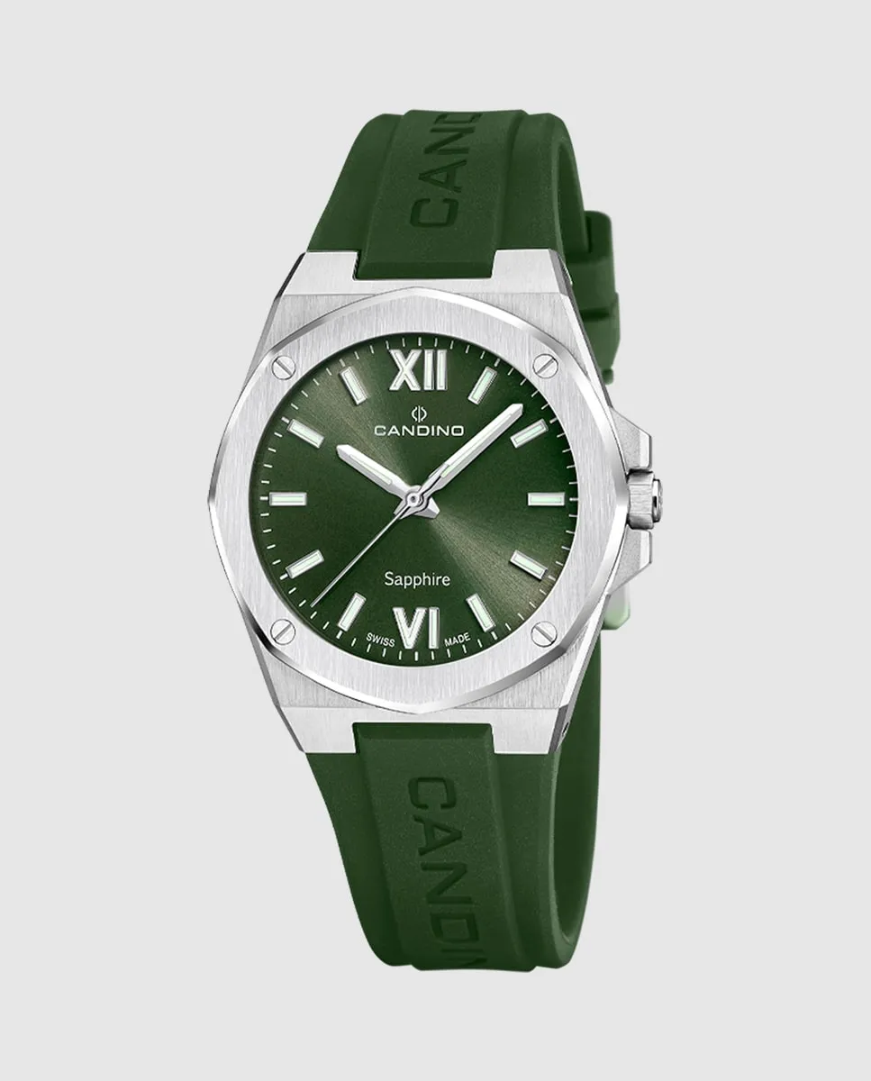 C4777/4 Женские повседневные зеленые резиновые часы Candino, зеленый 
C4777/4 Женские повседневные зеленые резиновые часы Candino, зеленый