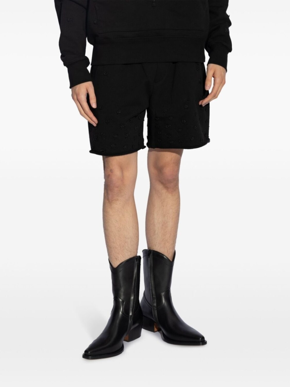 Хлопковые шорты с аппликацией AMIRI, черный 
Хлопковые шорты с аппликацией AMIRI, черный