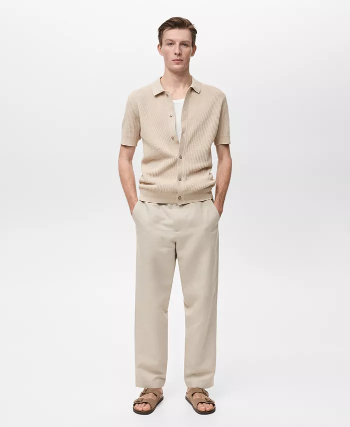 Мужская ажурная вязаная рубашка структурированного кроя MANGO, коричневый/бежевый 
Мужская ажурная вязаная рубашка структурированного кроя MANGO, коричневый/бежевый