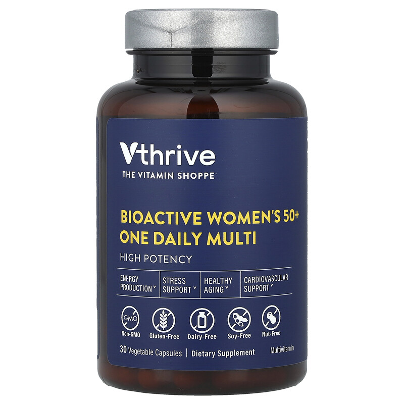 Vthrive, Bioactive Women's 50+ One Daily Multi, 30 растительных капсул
Vthrive, Bioactive Women's 50+ One Daily Multi, 30 растительных капсул