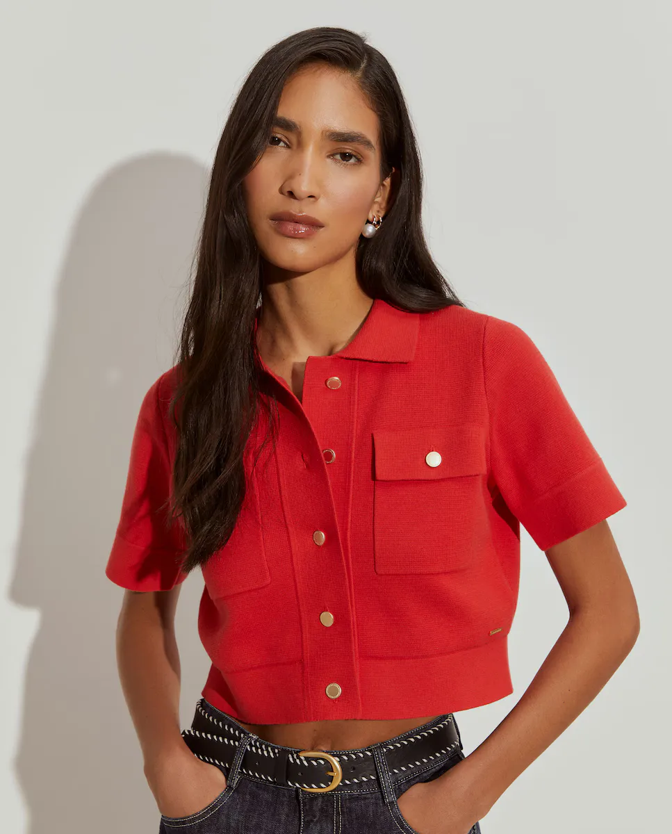 Женский кардиган с короткими рукавами и карманами Lion of Porches, красный
Женский кардиган с короткими рукавами и карманами Lion of Porches, красный