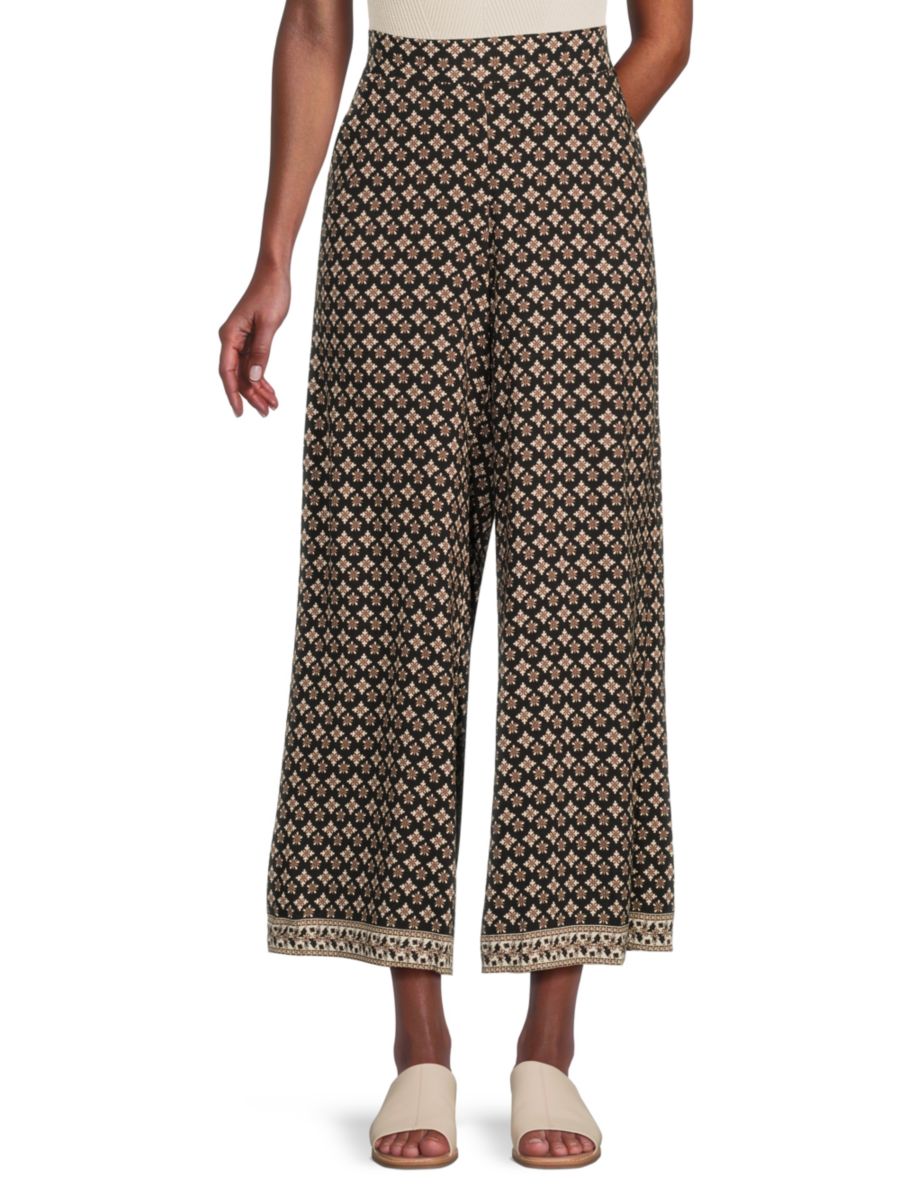 Укороченные брюки с принтом Max Studio, черный мульти 
Укороченные брюки с принтом Max Studio, черный мульти