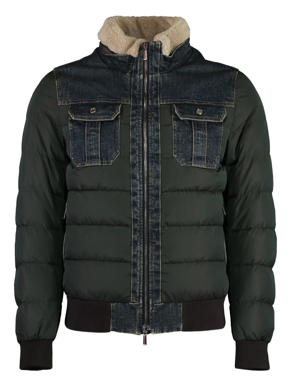 Куртка-бомбер с джинсовыми вставками Moorer, зеленый 
Куртка-бомбер с джинсовыми вставками Moorer, зеленый