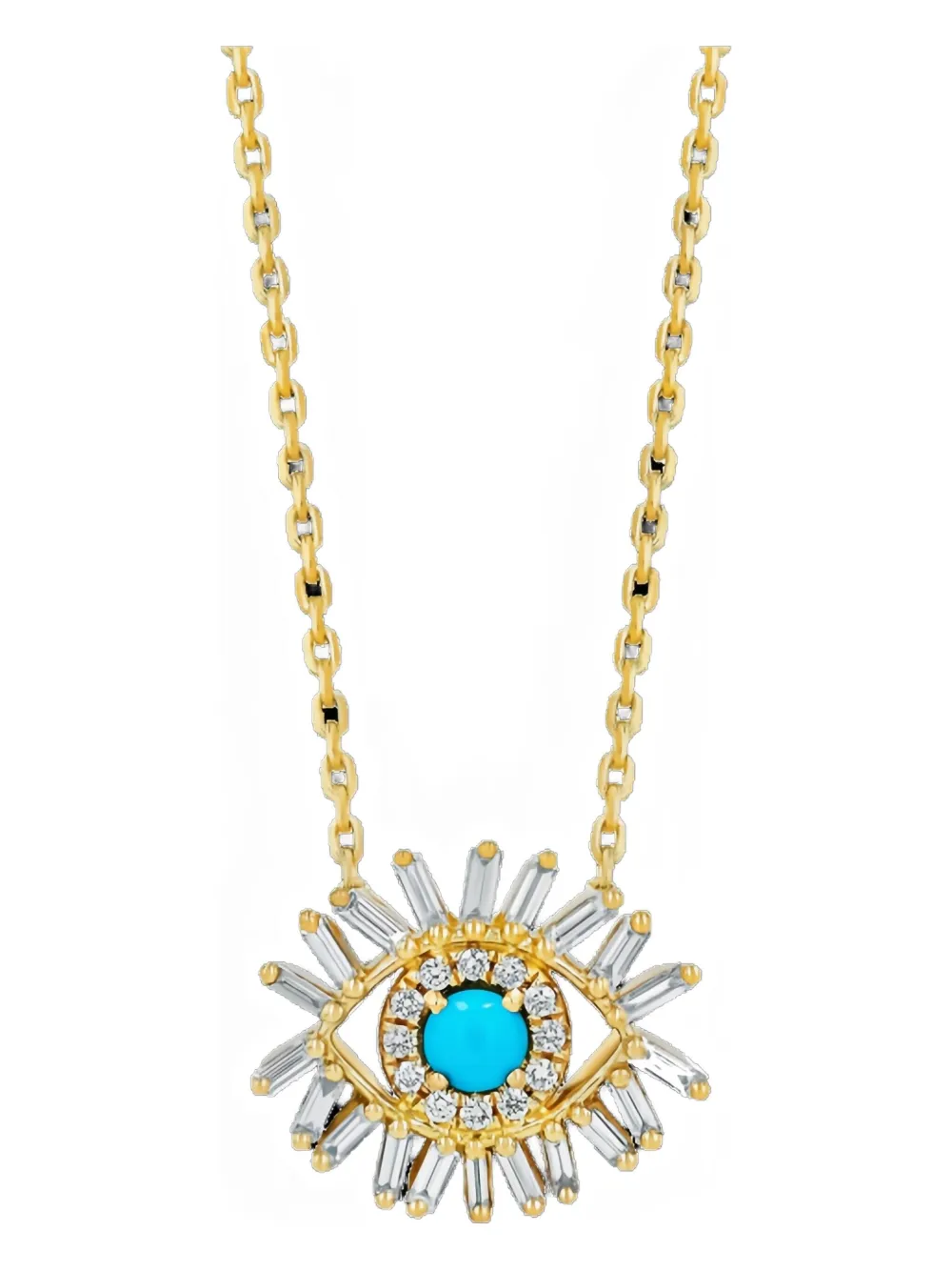 Колье из желтого золота 750 пробы с изображением глаза, бирюзой и бриллиантами Suzanne Kalan
Колье из желтого золота 750 пробы с изображением глаза, бирюзой и бриллиантами Suzanne Kalan