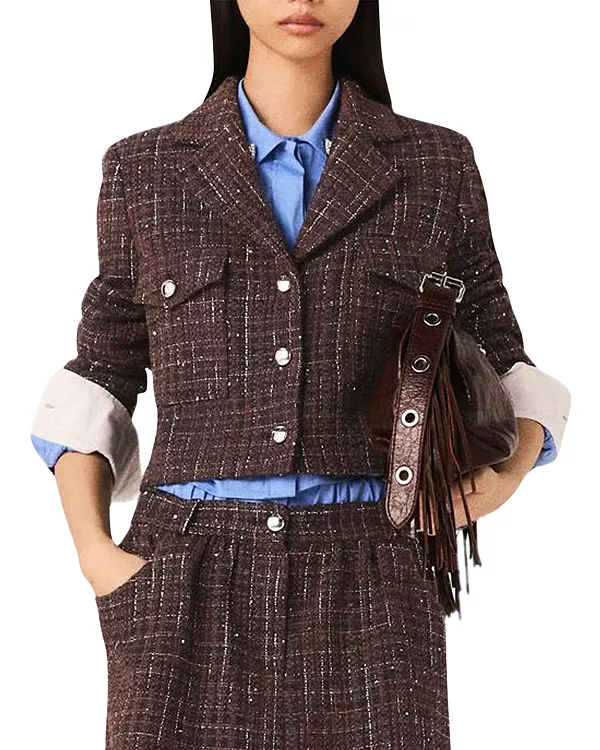 Укороченная куртка из твида с пайетками Maje, коричневый
Укороченная куртка из твида с пайетками Maje, коричневый