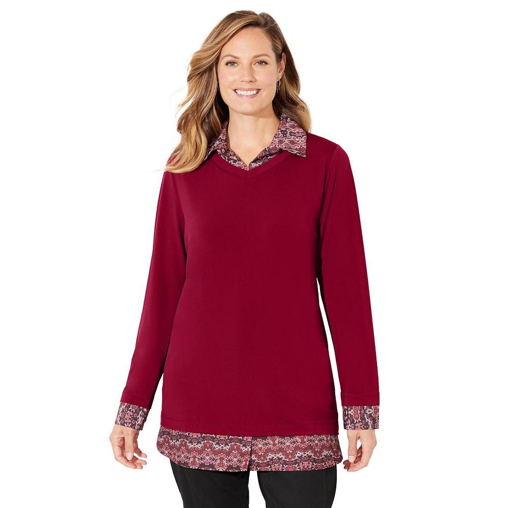 Женская туника больших размеров с воротником-стойкой Catherines Duet, цвет Rich Burgundy
Женская туника больших размеров с воротником-стойкой Catherines Duet, цвет Rich Burgundy