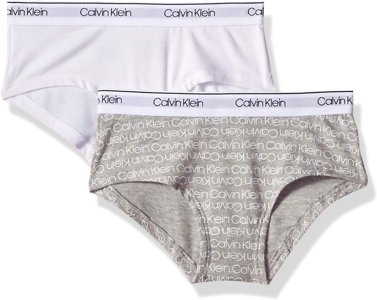 Комплект из 2 пар нижнего белья Calvin Klein Girls Modern Cotton Hipster, Mini Grey, Classic White - 2 Pack
Комплект из 2 пар нижнего белья Calvin Klein Girls Modern Cotton Hipster, Mini Grey, Classic White - 2 Pack