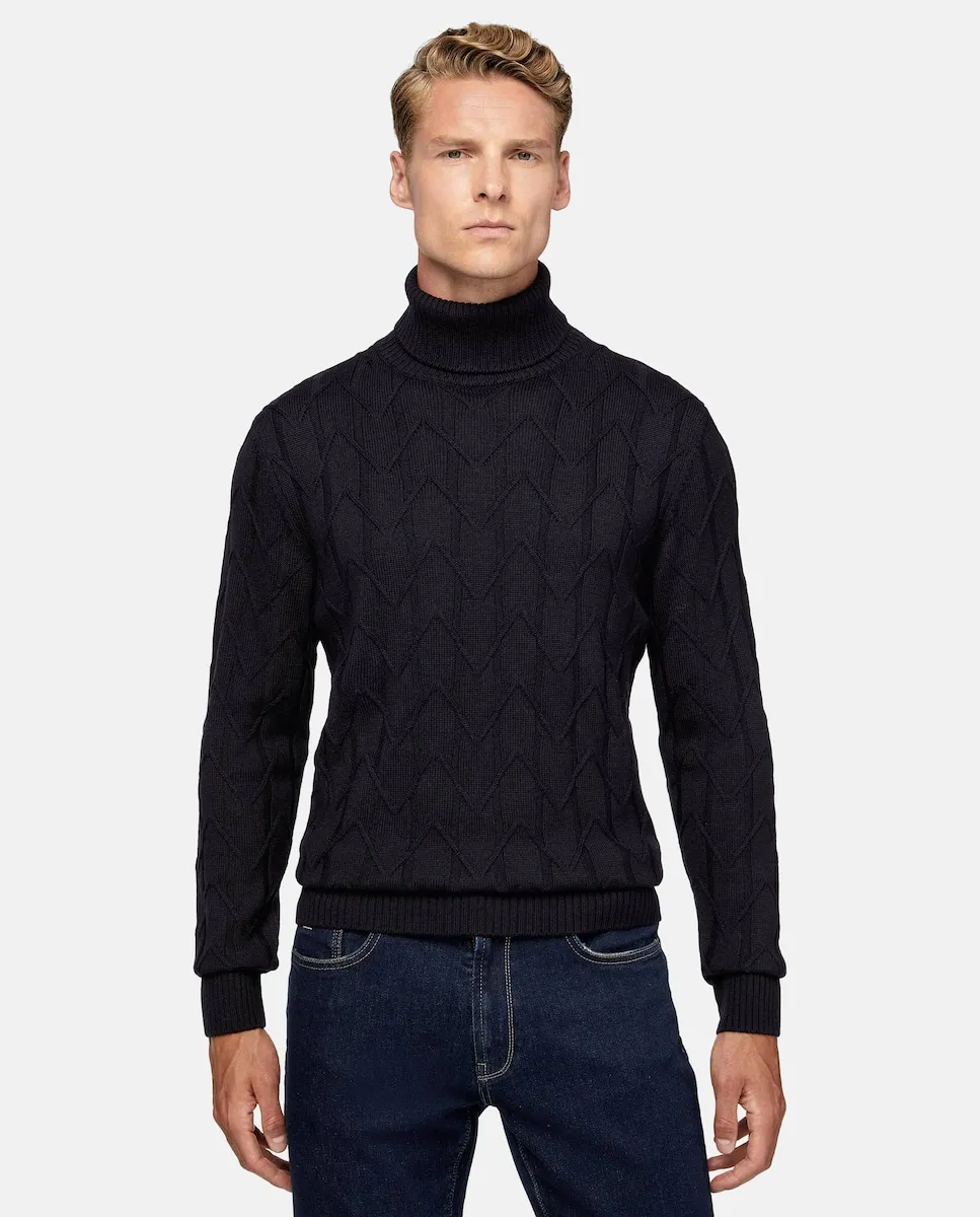 Мужской шерстяной свитер темно-синего цвета с длинными рукавами Boggi Milano, тёмно-синий
Мужской шерстяной свитер темно-синего цвета с длинными рукавами Boggi Milano, тёмно-синий