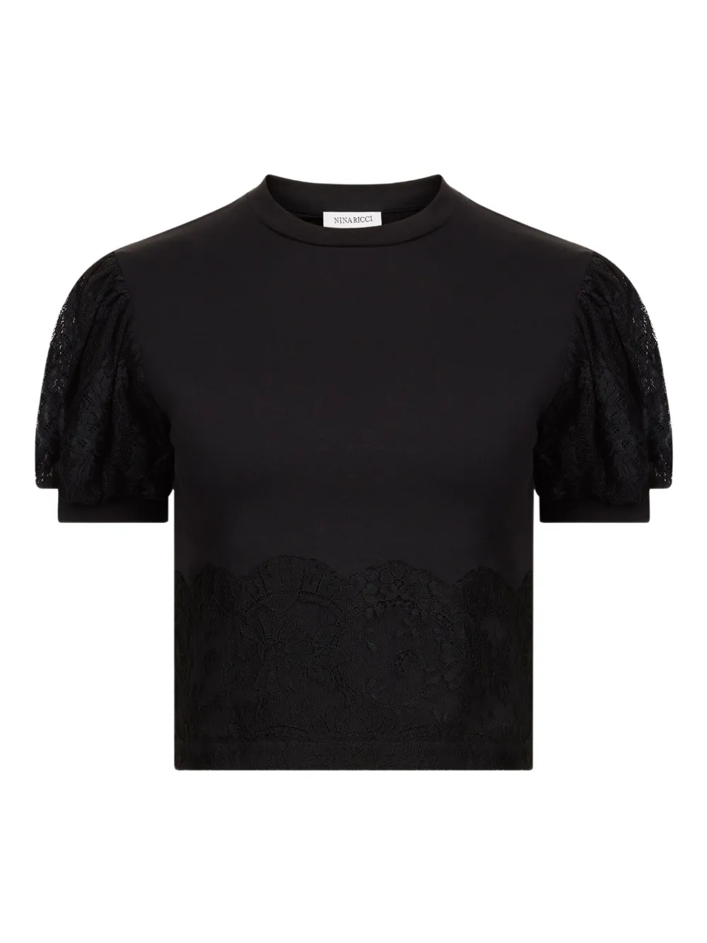 Топ с рукавами-буфами, отделанный кружевом Nina Ricci, черный
Топ с рукавами-буфами, отделанный кружевом Nina Ricci, черный