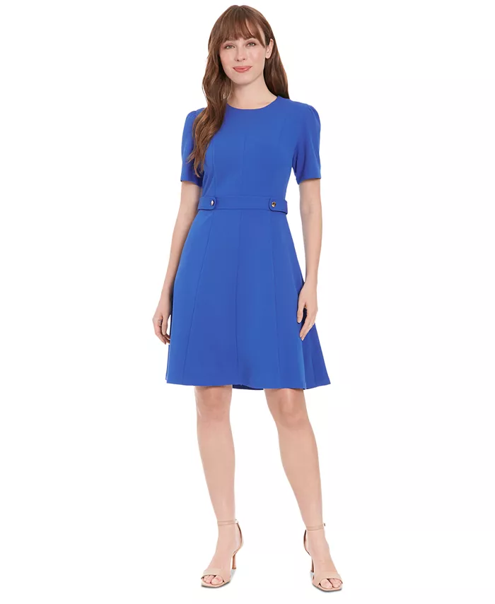 Женское платье с круглым вырезом и короткими рукавами-буфами London Times, синий
Женское платье с круглым вырезом и короткими рукавами-буфами London Times, синий