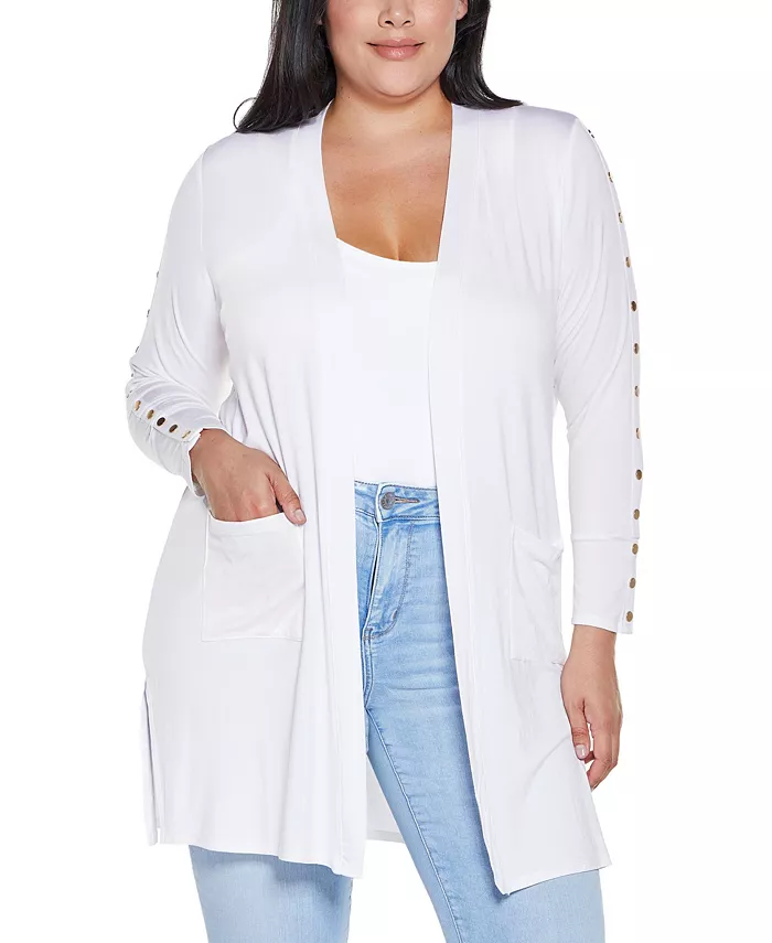 Большой размер, черный лейбл, вязаный открытый кардиган с декорированными рукавами Belldini, белый
Большой размер, черный лейбл, вязаный открытый кардиган с декорированными рукавами Belldini, белый