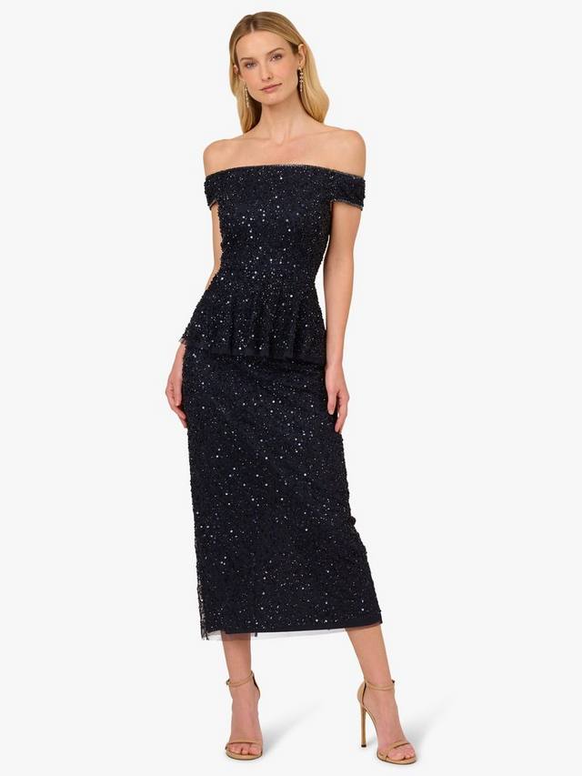 Миди-платье с баской из бисерной сетки без рукавов Adrianna Papell, темно-синий
Миди-платье с баской из бисерной сетки без рукавов Adrianna Papell, темно-синий