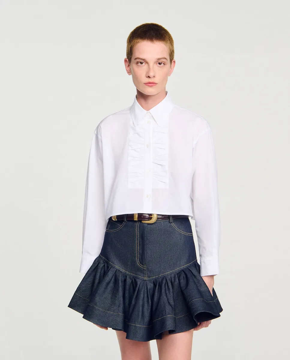 Женская короткая блузка с бантиками Sandro, белый
Женская короткая блузка с бантиками Sandro, белый