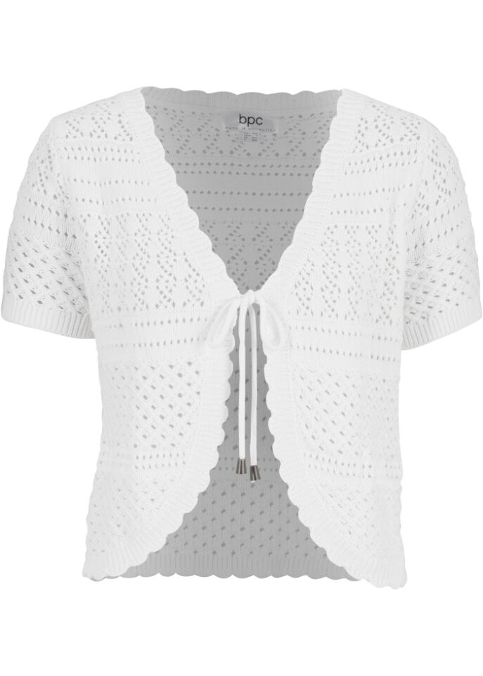 Болеро связанное крючком с короткими рукавами Bpc Bonprix Collection, белый 
Болеро связанное крючком с короткими рукавами Bpc Bonprix Collection, белый