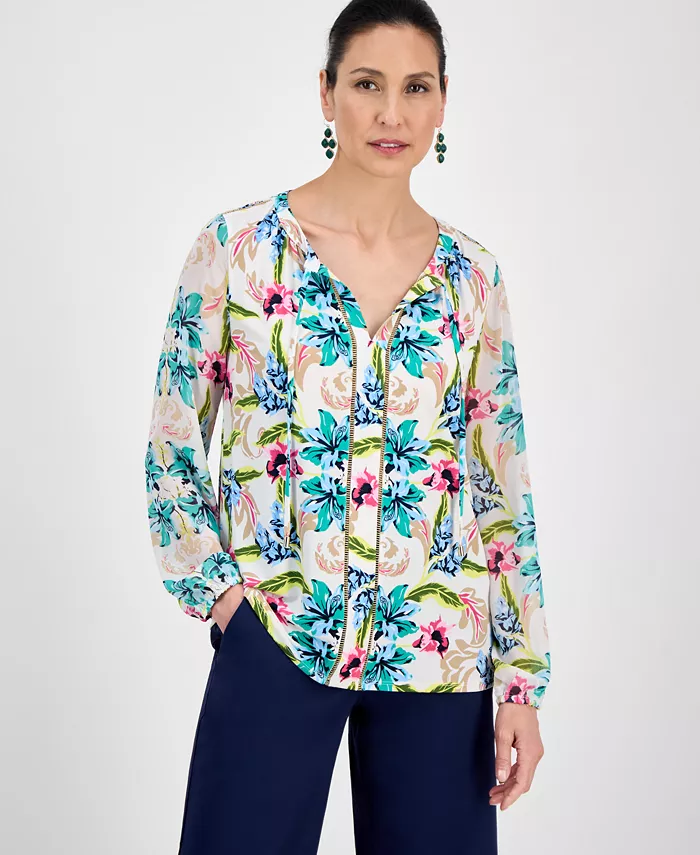 Женская блузка с длинным рукавом и принтом, с галстуком на шее JM Collection, желтый
Женская блузка с длинным рукавом и принтом, с галстуком на шее JM Collection, желтый