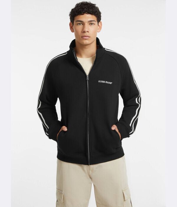 Куртка мужская Guess Jeans спортивная с полосками на рукавах, черный
Куртка мужская Guess Jeans спортивная с полосками на рукавах, черный
