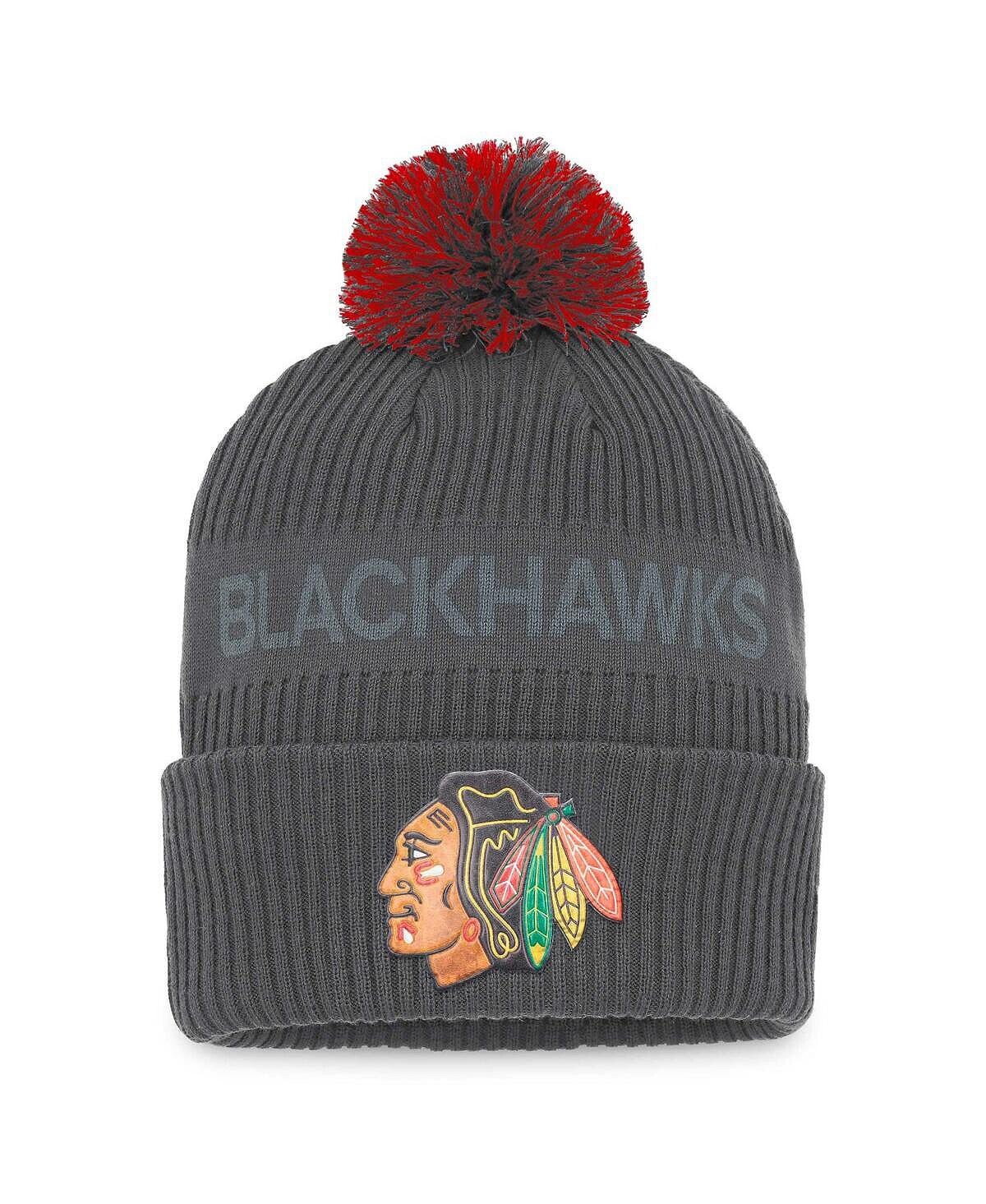 Мужская фирменная темно-серая вязаная шапка Chicago Blackhawks Authentic Pro Home Ice с манжетами и помпоном Fanatics
Мужская фирменная темно-серая вязаная шапка Chicago Blackhawks Authentic Pro Home Ice с манжетами и помпоном Fanatics