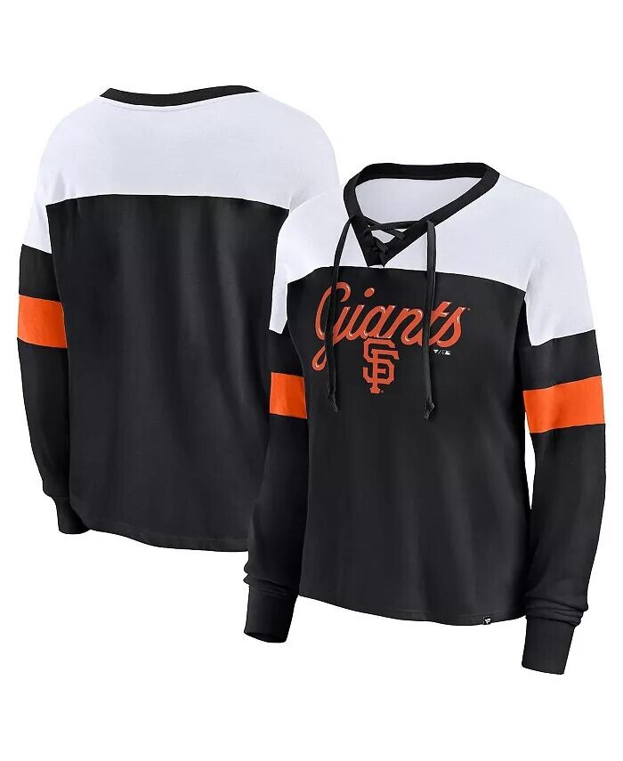 Женская черно-белая футболка San Francisco Giants Even Match со шнуровкой и длинным рукавом с v-образным вырезом Fanatics
Женская черно-белая футболка San Francisco Giants Even Match со шнуровкой и длинным рукавом с v-образным вырезом Fanatics