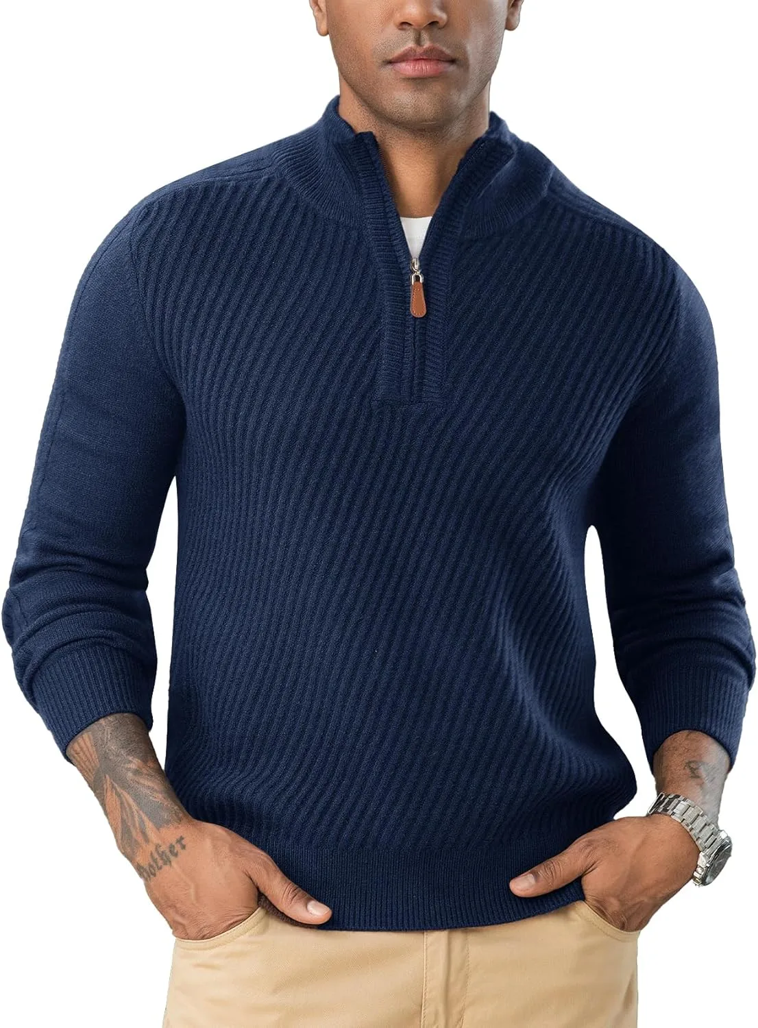 Flygo Quarter Zip Pullover для мужчин, вязаный свитер с длинным рукавом
Flygo Quarter Zip Pullover для мужчин, вязаный свитер с длинным рукавом