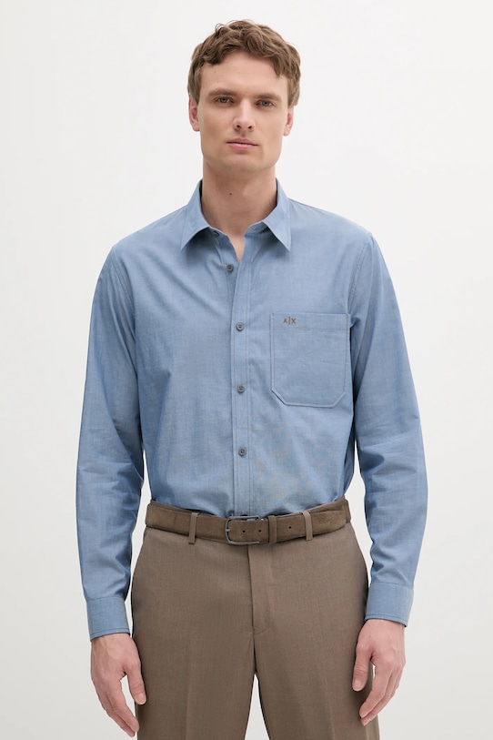 Хлопковая рубашка Armani Exchange, синий 
Хлопковая рубашка Armani Exchange, синий