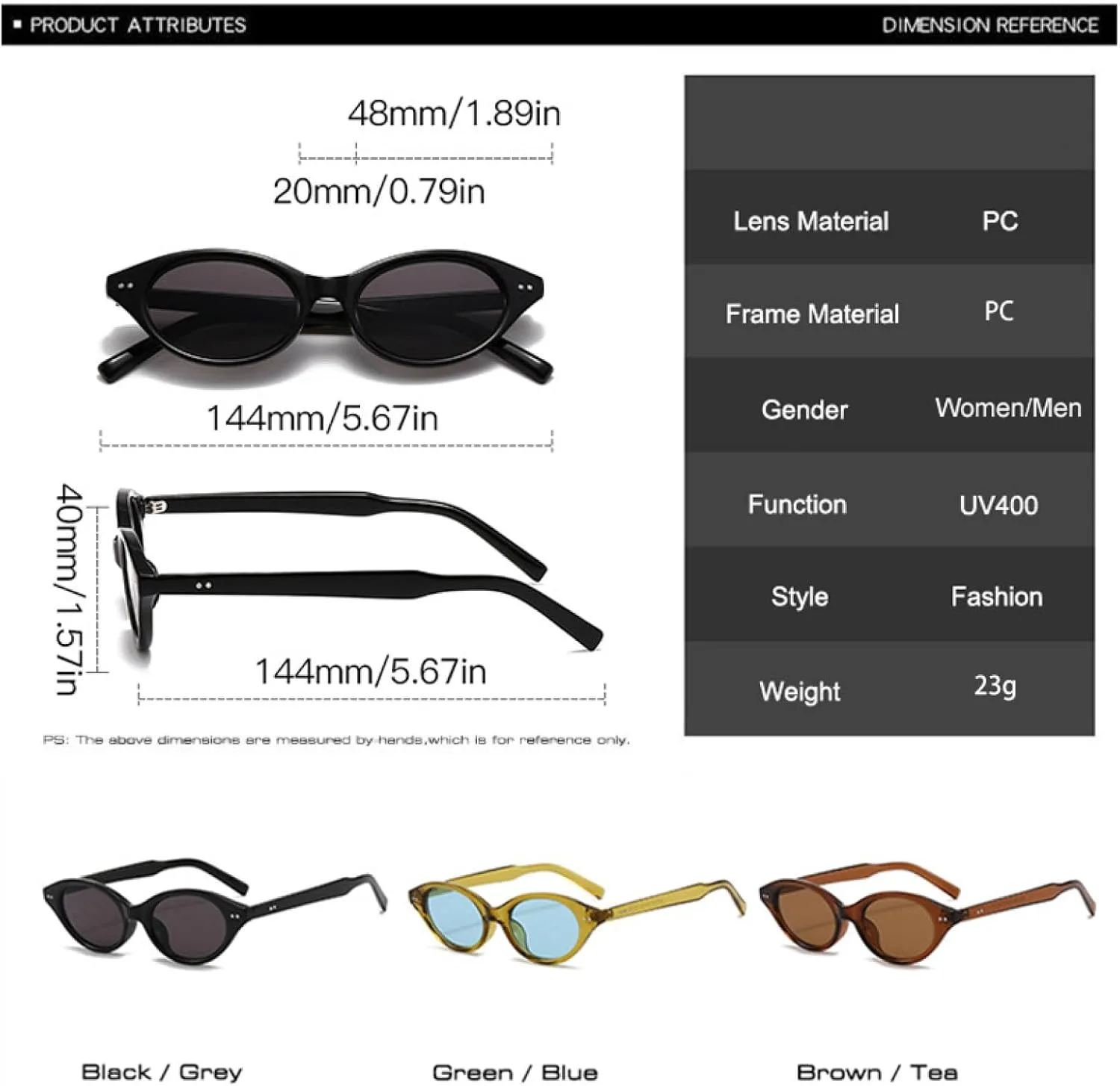 Солнцезащитные очки «кошачий глаз» для женщин и мужчин, небольшие ретро-заклепки, защита от УФ-излучения UV400, модные овальные линзы UATXTAU, Black Grey
Солнцезащитные очки «кошачий глаз» для женщин и мужчин, небольшие ретро-заклепки, защита от УФ-излучения UV400, модные овальные линзы UATXTAU, Black Grey