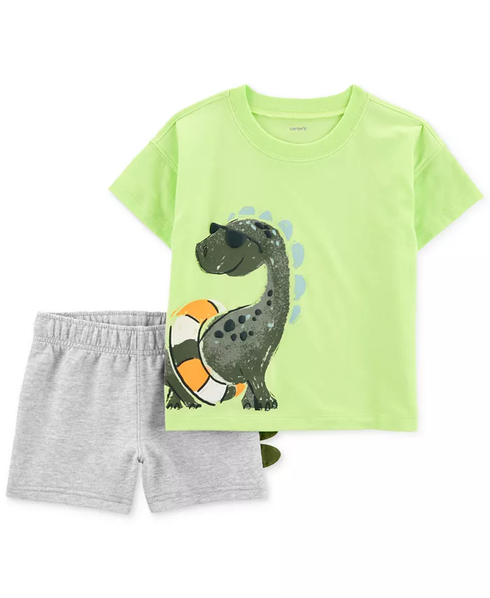 Детский комплект для мальчиков: футболка с принтом динозавра и шорты, 2 предмета Carter's, зеленый
Детский комплект для мальчиков: футболка с принтом динозавра и шорты, 2 предмета Carter's, зеленый