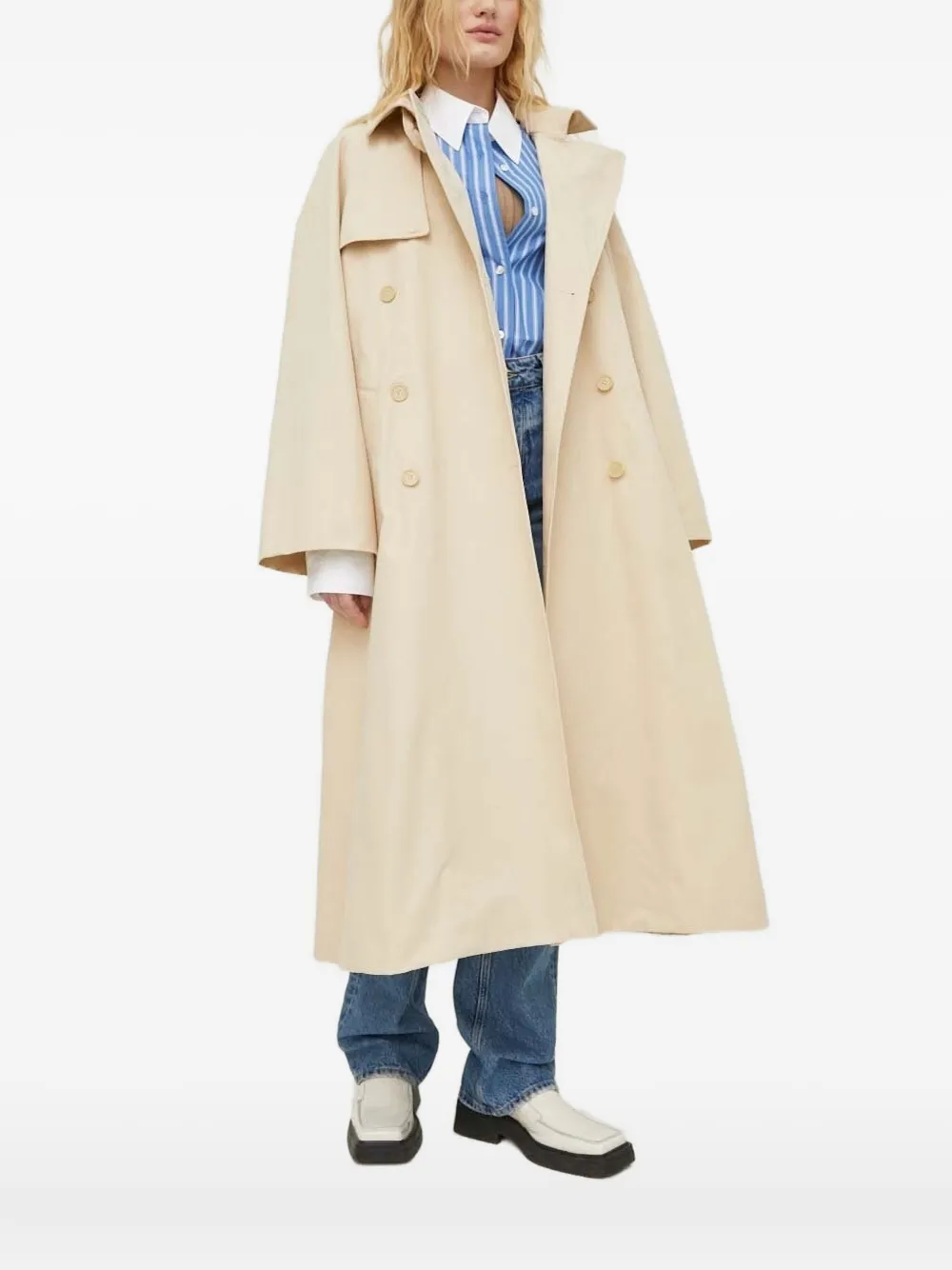 Двубортный тренч с поясом lovechild, нейтральный
Двубортный тренч с поясом lovechild, нейтральный