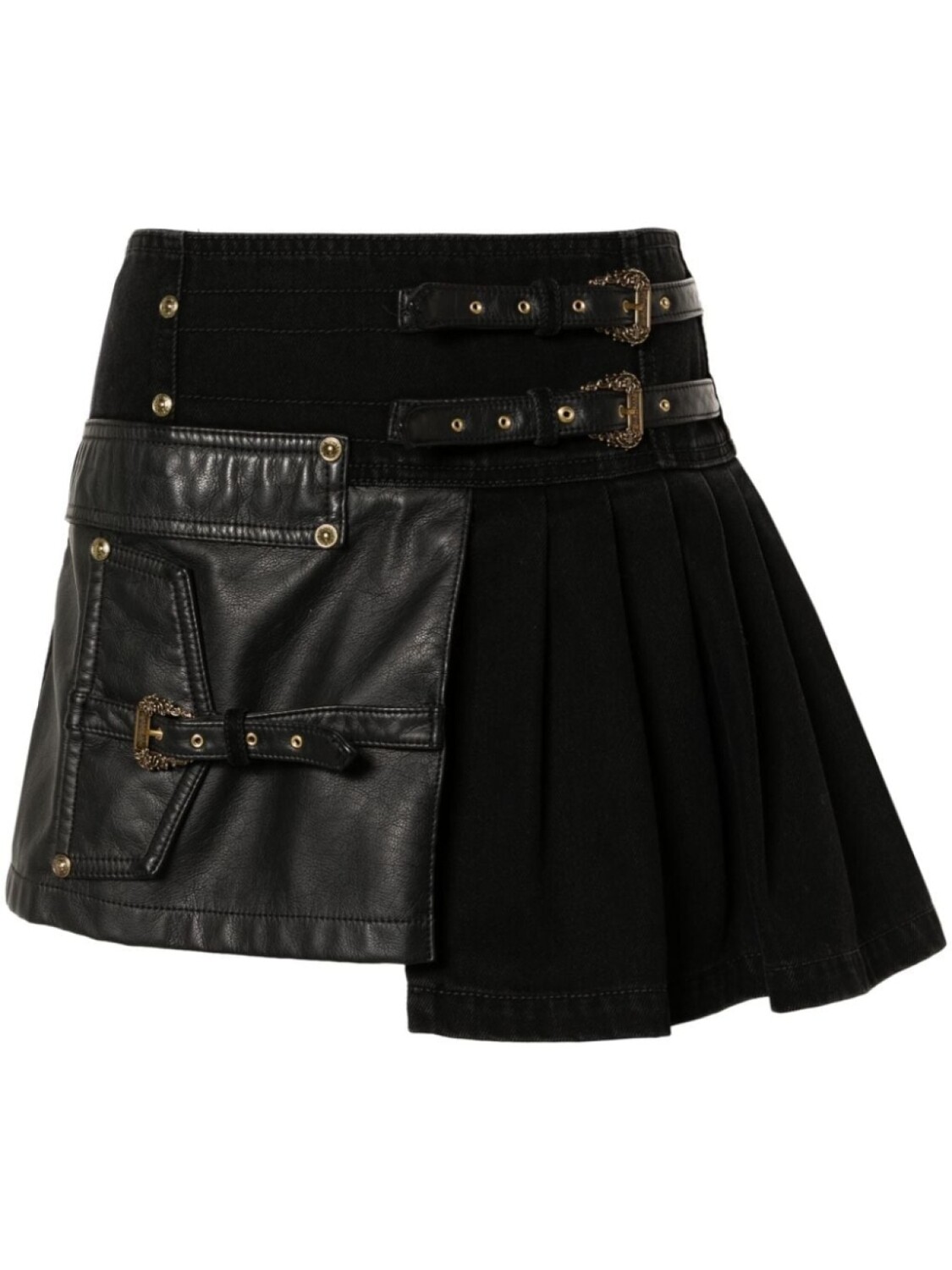 Юбка мини с декоративной пряжкой Versace Jeans Couture, черный 
Юбка мини с декоративной пряжкой Versace Jeans Couture, черный