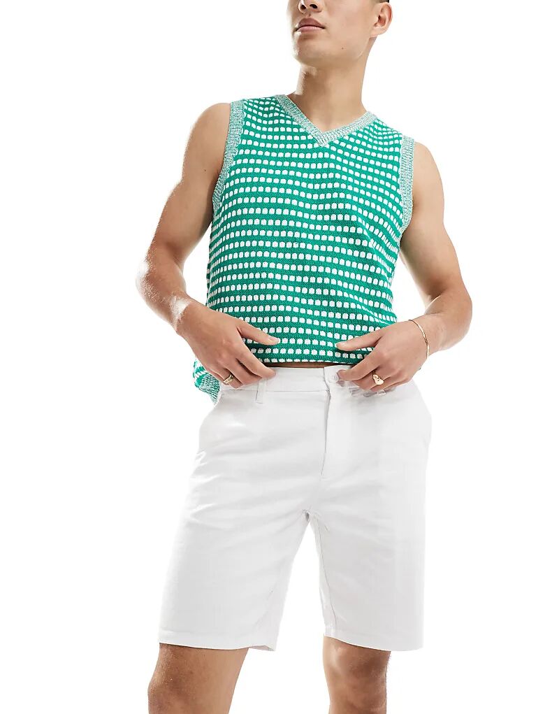 ONLY & SONS – Шорты-чиносы из льняной смеси белого цвета 
ONLY & SONS – Шорты-чиносы из льняной смеси белого цвета