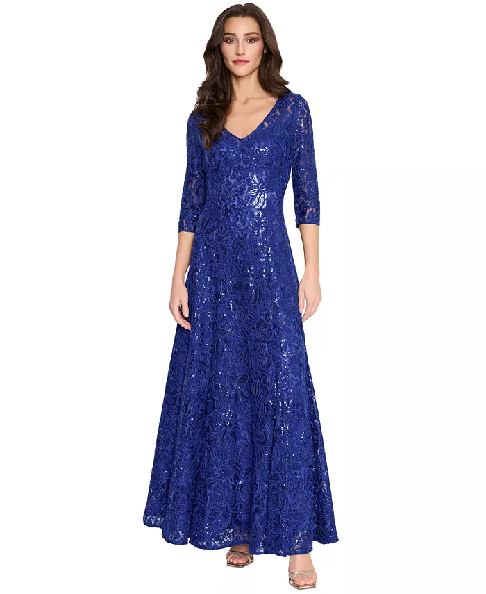 Вечернее платье Tahari с V-образным вырезом, вышитое пайетками Tahari ASL, синий
Вечернее платье Tahari с V-образным вырезом, вышитое пайетками Tahari ASL, синий