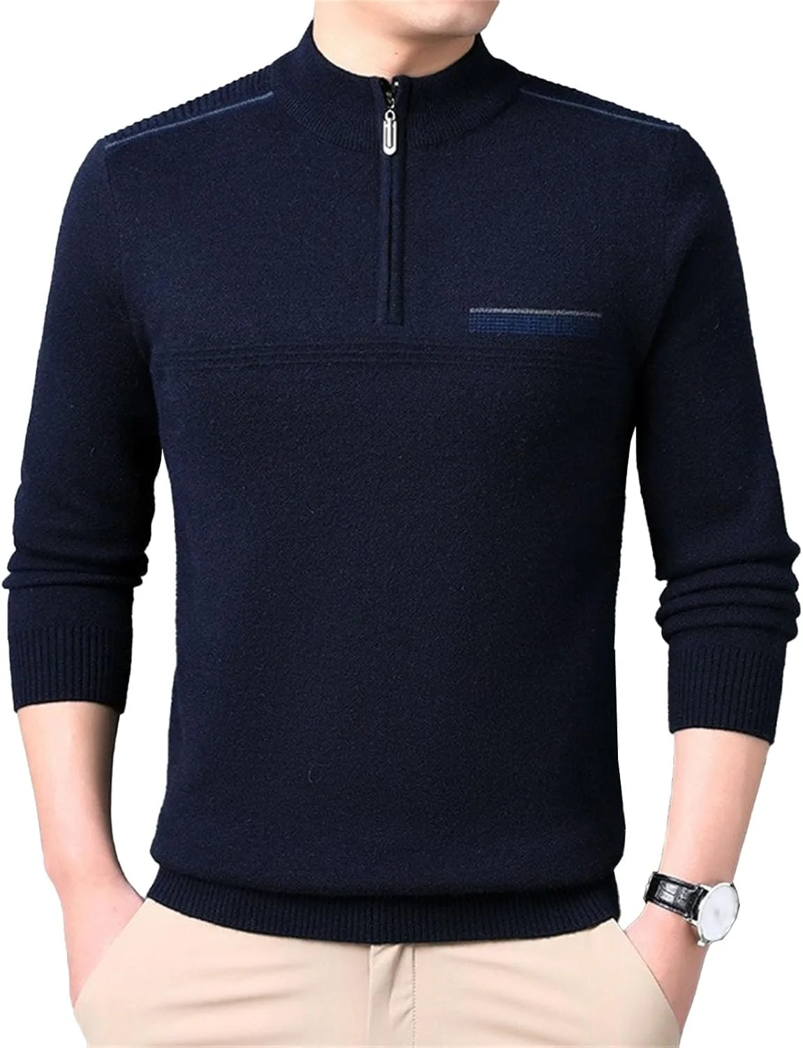 Мужской свитер с четвертью молнии Slim Fit
Мужской свитер с четвертью молнии Slim Fit