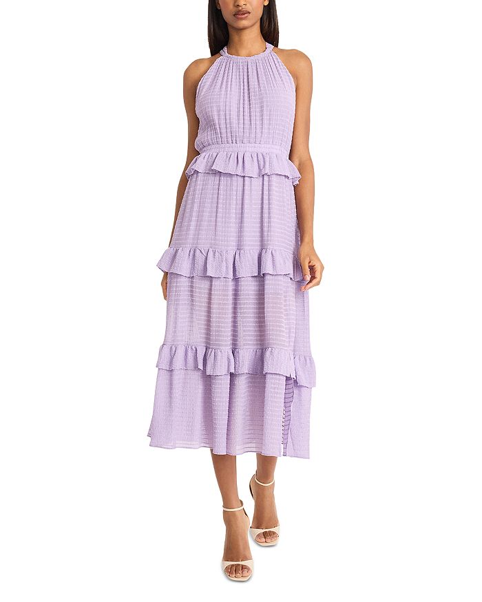 Платье миди с ярусными рюшами и бретелями на шее Donna Morgan, фиолетовый
Платье миди с ярусными рюшами и бретелями на шее Donna Morgan, фиолетовый