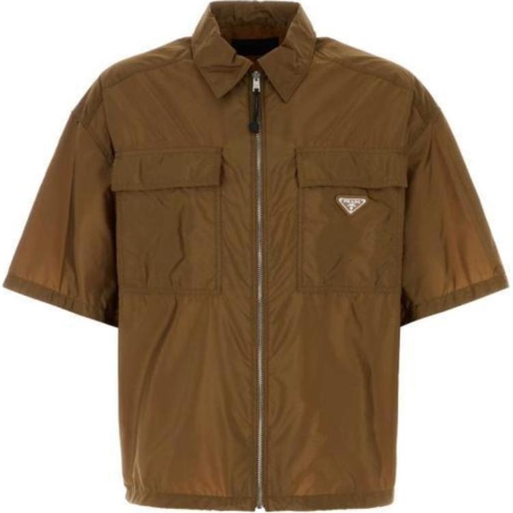 Рубашка с логотипом на планке PRADA, коричневый
Рубашка с логотипом на планке PRADA, коричневый