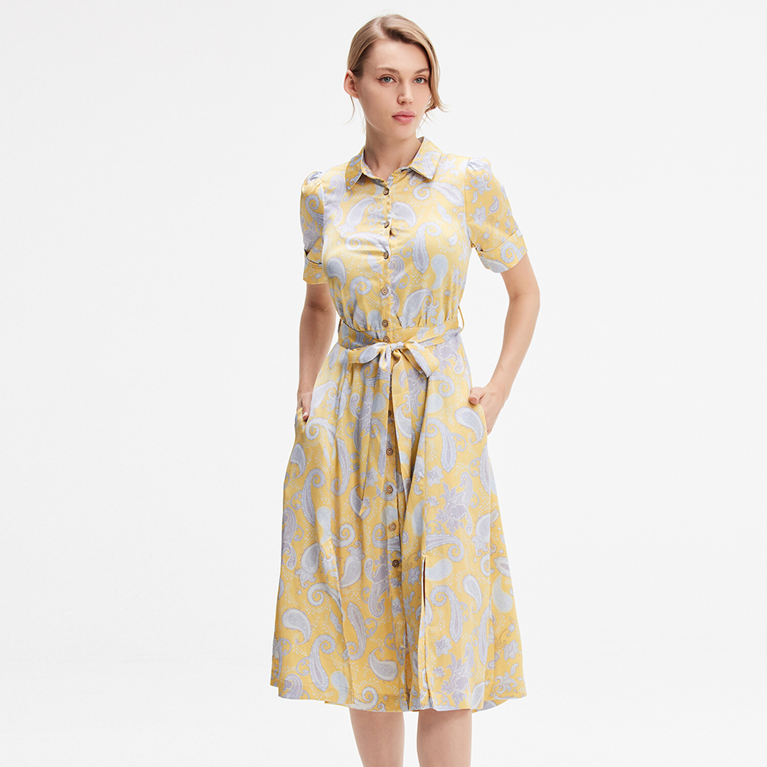 Платье-Рубашка из атласа с графическим принтом S&J Weekends, желтый
Платье-Рубашка из атласа с графическим принтом S&J Weekends, желтый