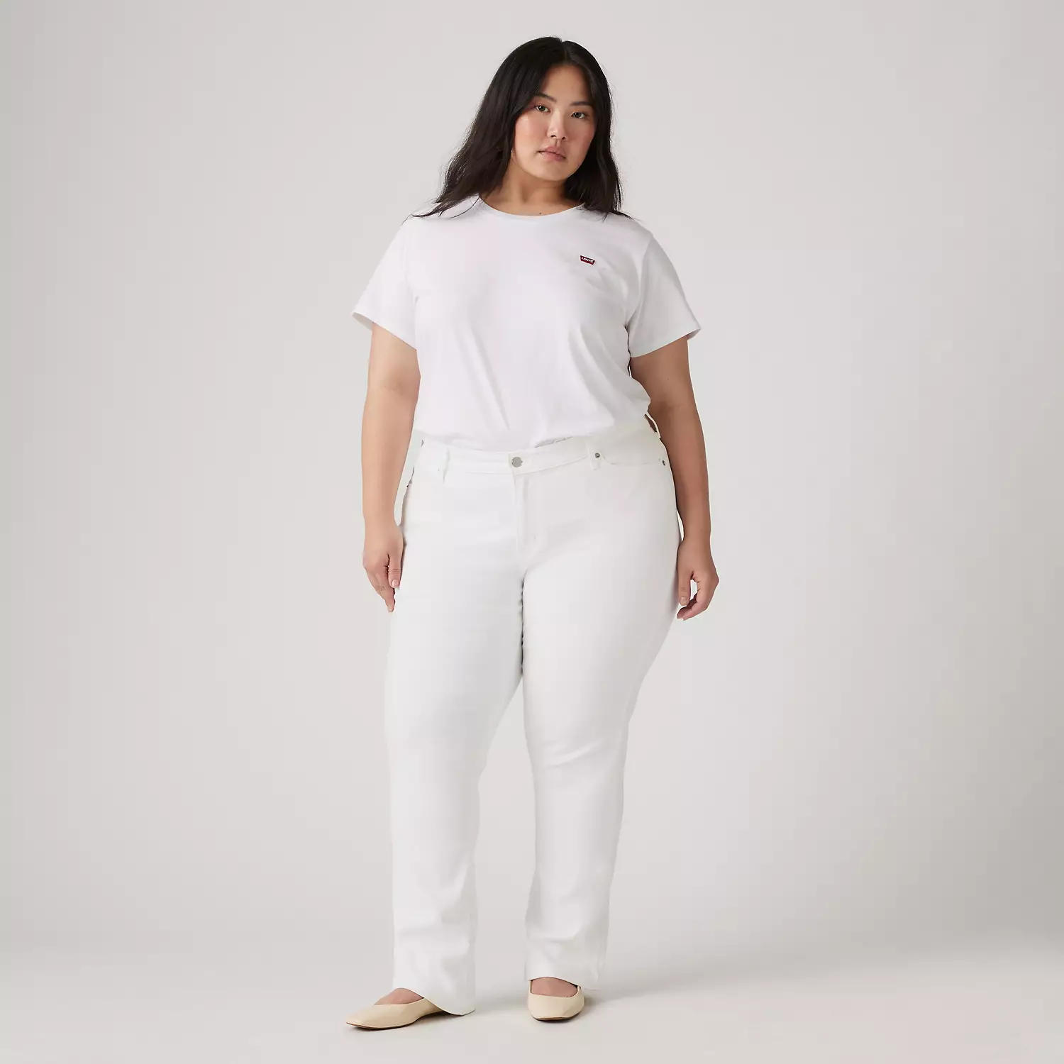 Классические прямые женские джинсы (большие размеры) Levi's, белый 
Классические прямые женские джинсы (большие размеры) Levi's, белый