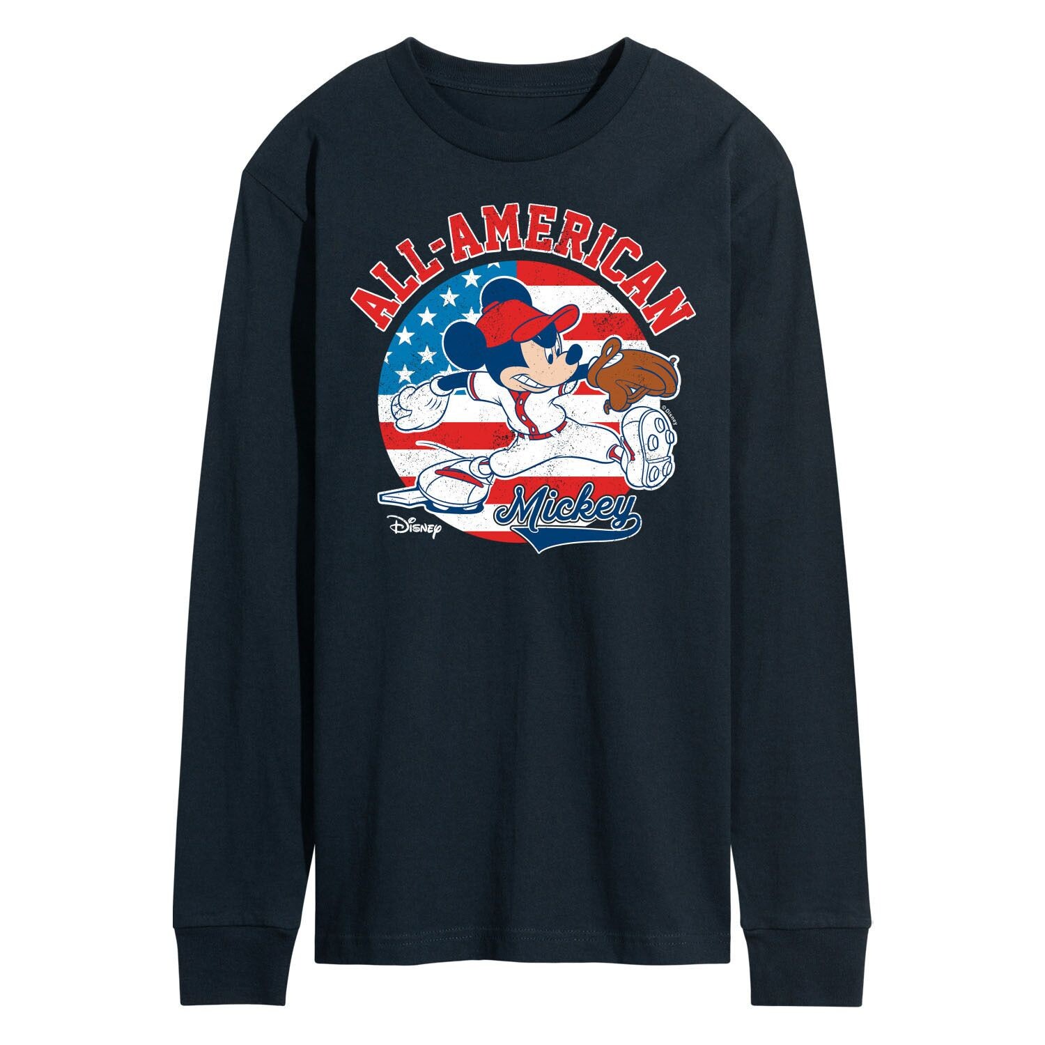 Мужская бейсбольная футболка с длинными рукавами и рисунком Disney's Mickey Mouse Americana Licensed Character
Мужская бейсбольная футболка с длинными рукавами и рисунком Disney's Mickey Mouse Americana Licensed Character